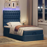 Struttura Letto Pouf con Materasso Blu 80x200 cm in Tessuto