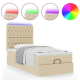 Struttura Letto Pouf con Materasso Crema 100x200 cm in Tessuto