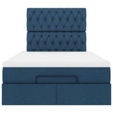 Struttura Letto Pouf con Materasso Blu 120x200 cm in Tessuto