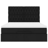 Struttura Letto Pouf con Materasso Nero 140x190 cm in Tessuto