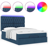 Struttura Letto Pouf con Materasso Blu 140x200cm in Tessuto