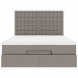 Struttura Letto Pouf con Materasso Tortora 140x190 cm Tessuto