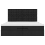 Struttura Letto Pouf con Materassi Nero 200x200 cm in Tessuto