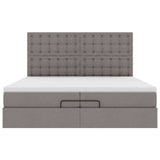 Struttura Letto Pouf con Materassi Tortora 200x200 cm Tessuto