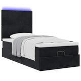 Struttura Letto Pouf con Materassi Nero 80x200 cm in Velluto