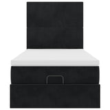 Struttura Letto Pouf con Materassi Nero 80x200 cm in Velluto