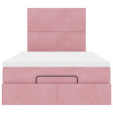 Struttura Letto Pouf con Materassi Rosa 120x190 cm Velluto