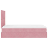 Struttura Letto Pouf con Materassi Rosa 120x190 cm Velluto
