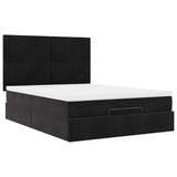 Struttura Letto Pouf con Materassi Nero 140x200 cm in Velluto