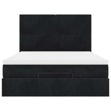Struttura Letto Pouf con Materassi Nero 140x200 cm in Velluto