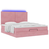 Struttura Letto Pouf con Materassi Rosa 180x200 cm Velluto