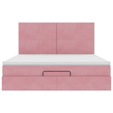 Struttura Letto Pouf con Materassi Rosa 180x200 cm Velluto