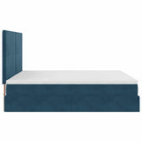 Pouf Letto con Materassi e LED Blu Scuro 200x200cm Velluto