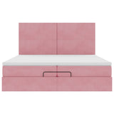 Struttura Letto Pouf con Materassi Rosa 200x200 cm Velluto