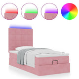 Struttura Letto Pouf con Materassi Rosa 90x190 cm in Velluto