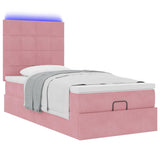 Struttura Letto Pouf con Materassi Rosa 90x190 cm in Velluto