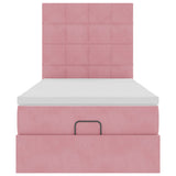Struttura Letto Pouf con Materassi Rosa 90x190 cm in Velluto