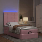 Struttura Letto Pouf con Materassi Rosa 90x200 cm in Velluto