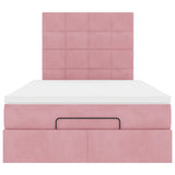 Struttura Letto Pouf con Materassi Rosa 120x190 cm Velluto