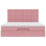 Struttura Letto Pouf con Materassi Rosa 180x200 cm Velluto