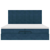 Pouf Letto con Materassi e LED Blu Scuro 200x200cm Velluto