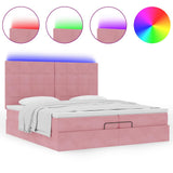 Struttura Letto Pouf con Materassi Rosa 200x200 cm Velluto