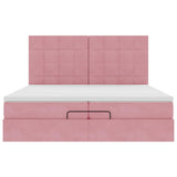 Struttura Letto Pouf con Materassi Rosa 200x200 cm Velluto