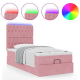 Struttura Letto Pouf con Materassi Rosa 100x200 cm Velluto