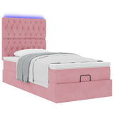 Struttura Letto Pouf con Materassi Rosa 100x200 cm Velluto