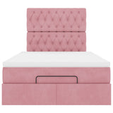 Struttura Letto Pouf con Materassi Rosa 120x190 cm Velluto