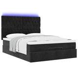 Struttura Letto Pouf con Materassi Nero 140x200 cm in Velluto