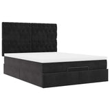 Struttura Letto Pouf con Materassi Nero 140x200 cm in Velluto
