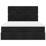 Struttura Letto Pouf con Materassi Nero 140x200 cm in Velluto
