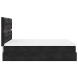 Struttura Letto Pouf con Materassi Nero 140x200 cm in Velluto