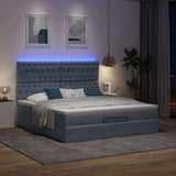 Struttura Letto Pouf con Materassi 160x200 cm in Velluto