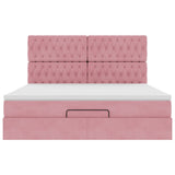 Struttura Letto Pouf con Materassi Rosa 180x200 cm Velluto