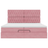 Struttura Letto Pouf con Materassi Rosa 200x200 cm Velluto