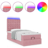 Struttura Letto Pouf con Materassi Rosa 80x200 cm Velluto