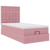 Struttura Letto Pouf con Materassi Rosa 80x200 cm Velluto