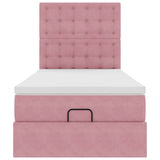 Struttura Letto Pouf con Materassi Rosa 80x200 cm Velluto