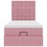 Struttura Letto Pouf con Materassi Rosa 90x190 cm in Velluto