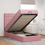 Struttura Letto Pouf con Materassi Rosa 90x190 cm in Velluto