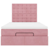 Struttura Letto Pouf con Materassi Rosa 120x190 cm Velluto