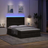 Struttura Letto Pouf con Materassi Nero 140x200 cm in Velluto