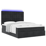 Struttura Letto Pouf con Materassi Nero 140x200 cm in Velluto