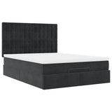 Struttura Letto Pouf con Materassi Nero 140x200 cm in Velluto