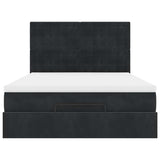 Struttura Letto Pouf con Materassi Nero 140x200 cm in Velluto