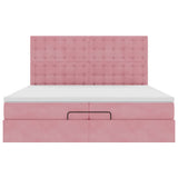 Struttura Letto Pouf con Materassi Rosa 200x200 cm Velluto