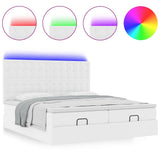 Pouf Letto con Materassi e LED Bianco Puro 160x200cm Similpelle