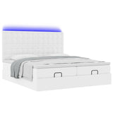 Pouf Letto con Materassi e LED Bianco Puro 160x200cm Similpelle